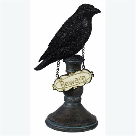 YOUNGS Beware Resin Crow Sign 82062